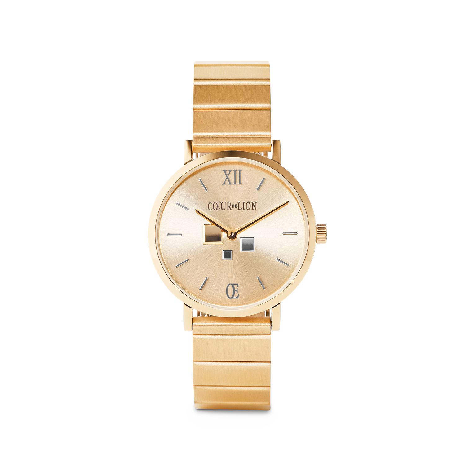 Watch Round Gold Sunray Monochrome Stainless Steel Gold