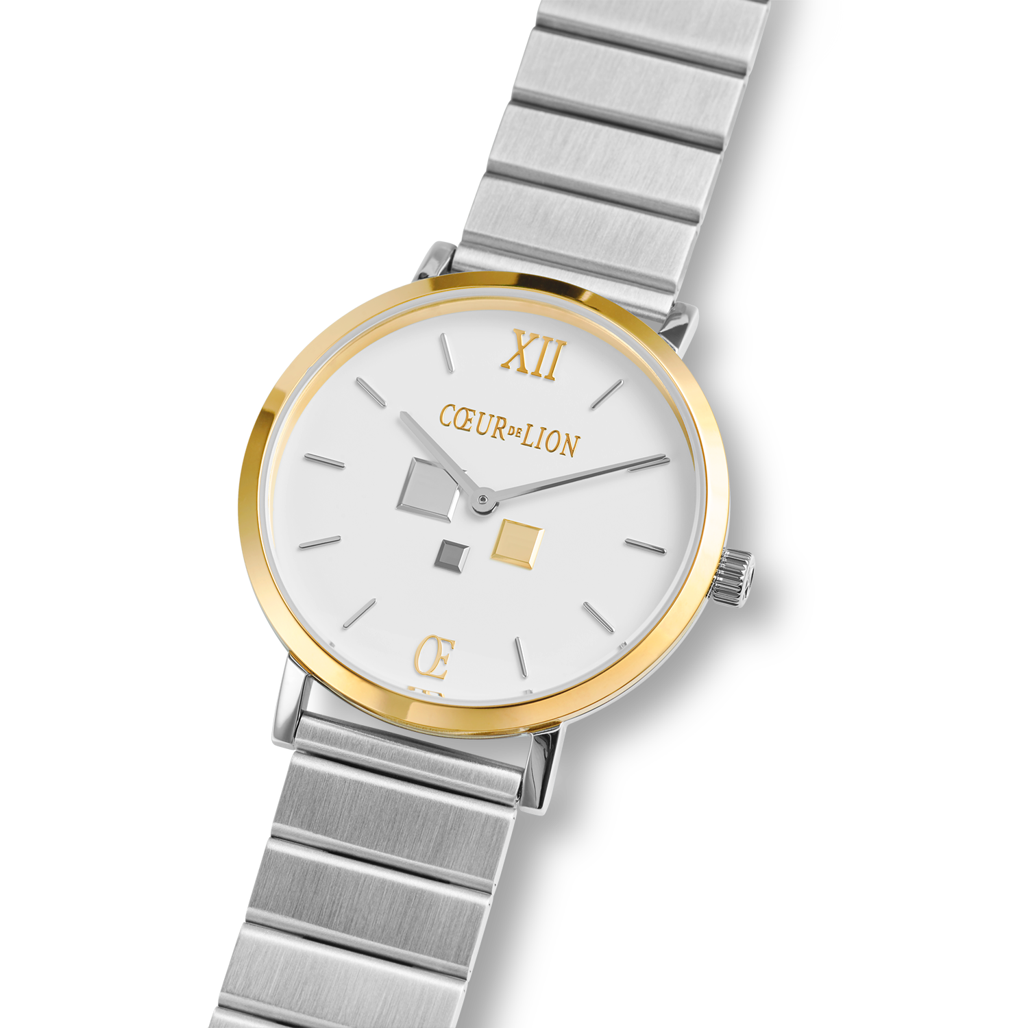 Watch Round Brilliant White Bicolor Stainless Steel Silver