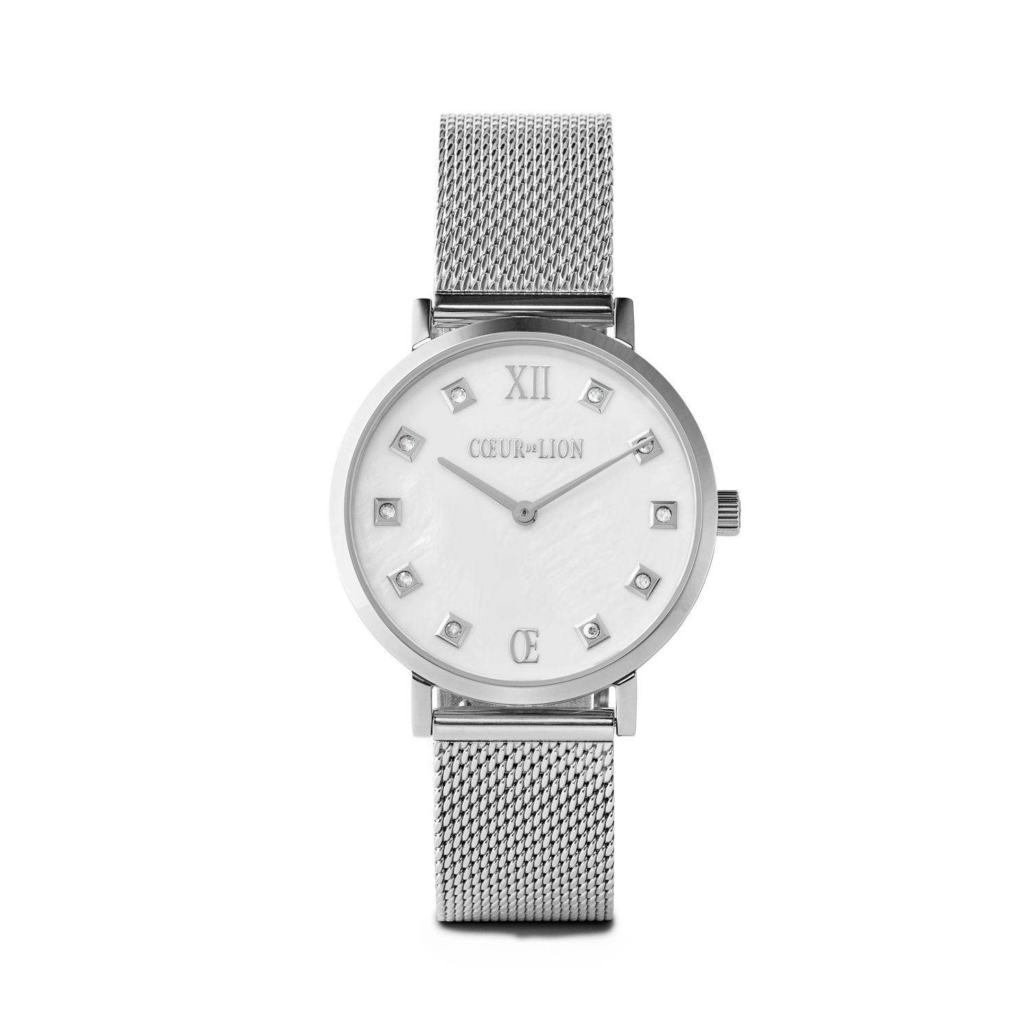 Gift Set Watch Round Mother-of-Pearl Milanaise & Bracelet Asymmetry freshwater pearls white-silver