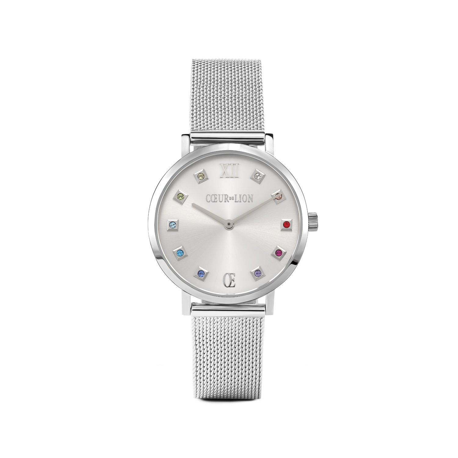 Watch Round Silver Sunray Milanese Stainless Steel