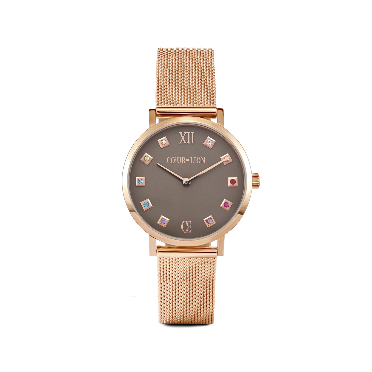 Watch Round Mocha Matt Milanese Stainless Steel Rose Gold