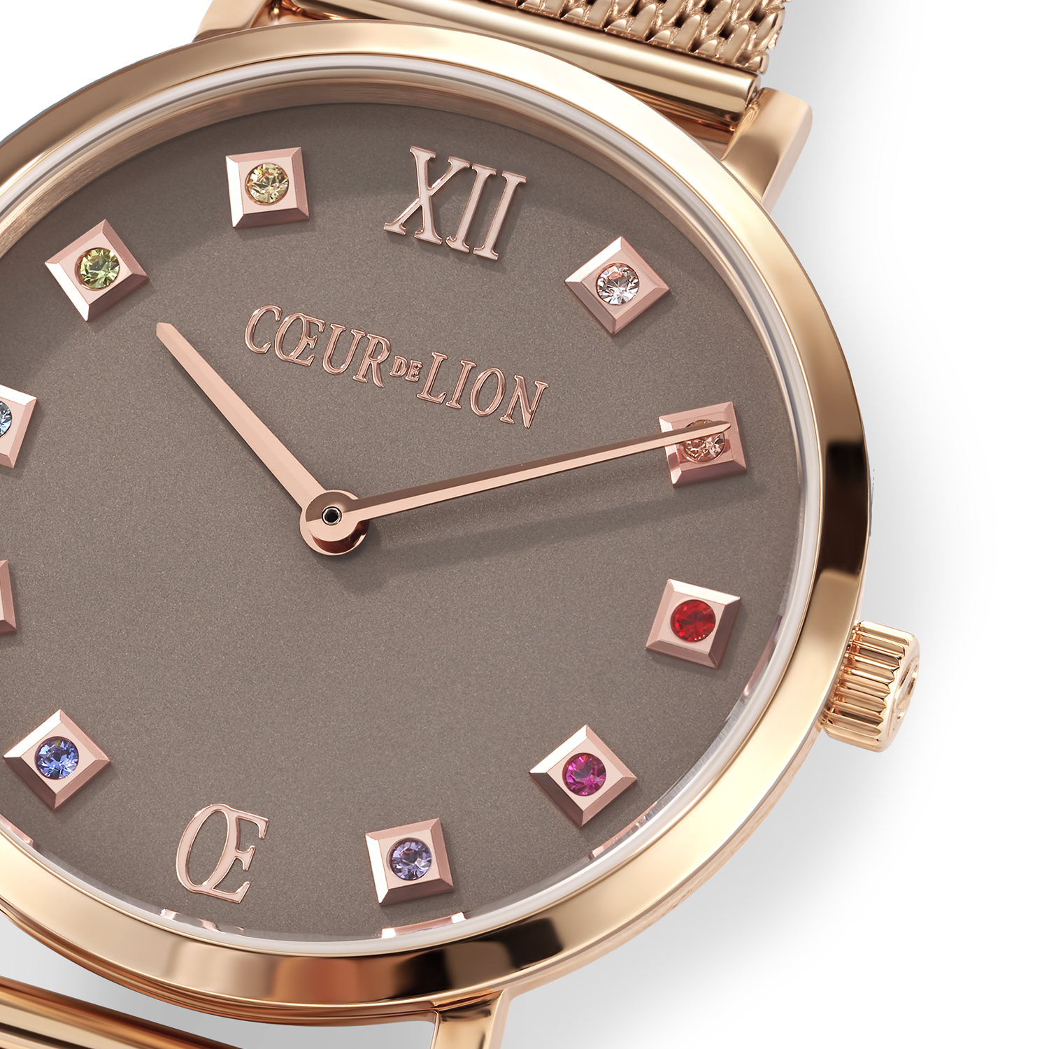 Watch Round Mocha Matt Milanese Stainless Steel Rose Gold
