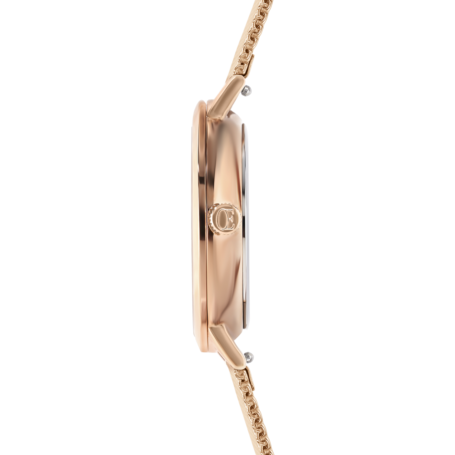 Watch Round Mocha Matt Milanese Stainless Steel Rose Gold