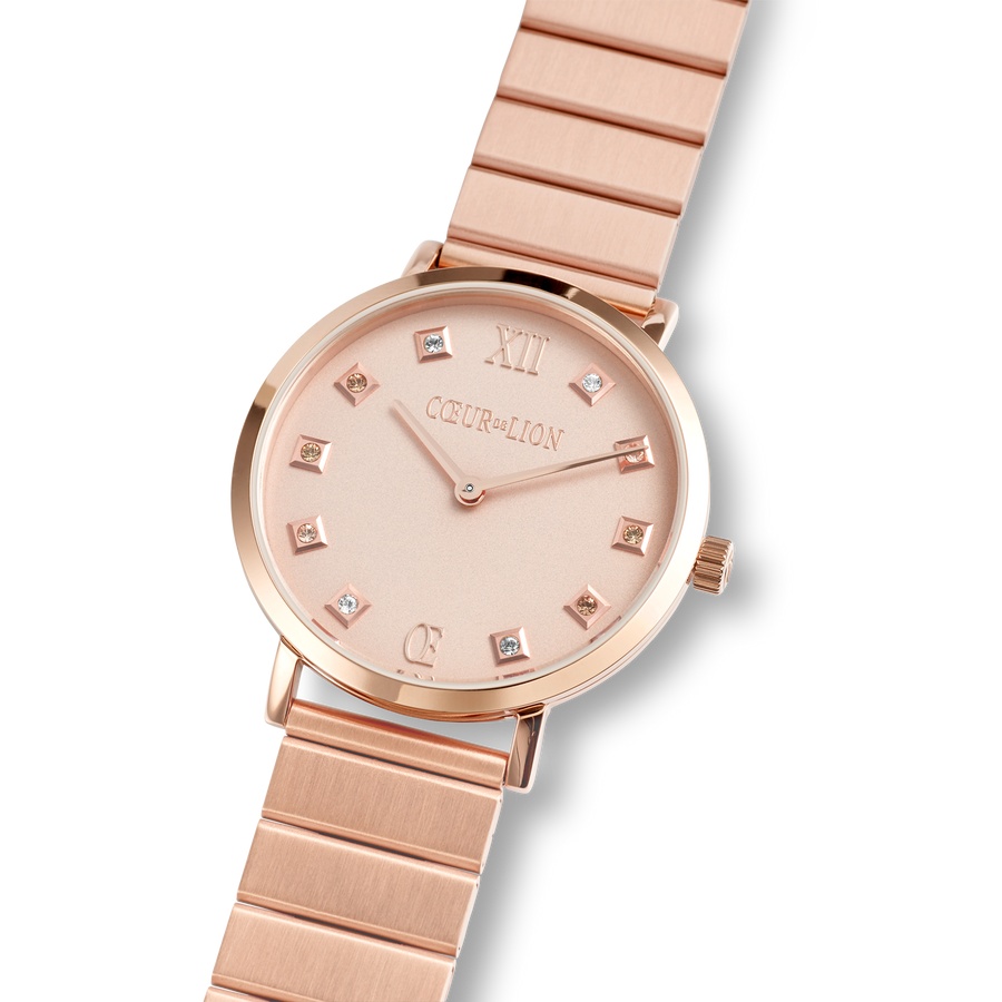 Watch Round Rose Gold Matt Monochrome Stainless Steel Rose Gold