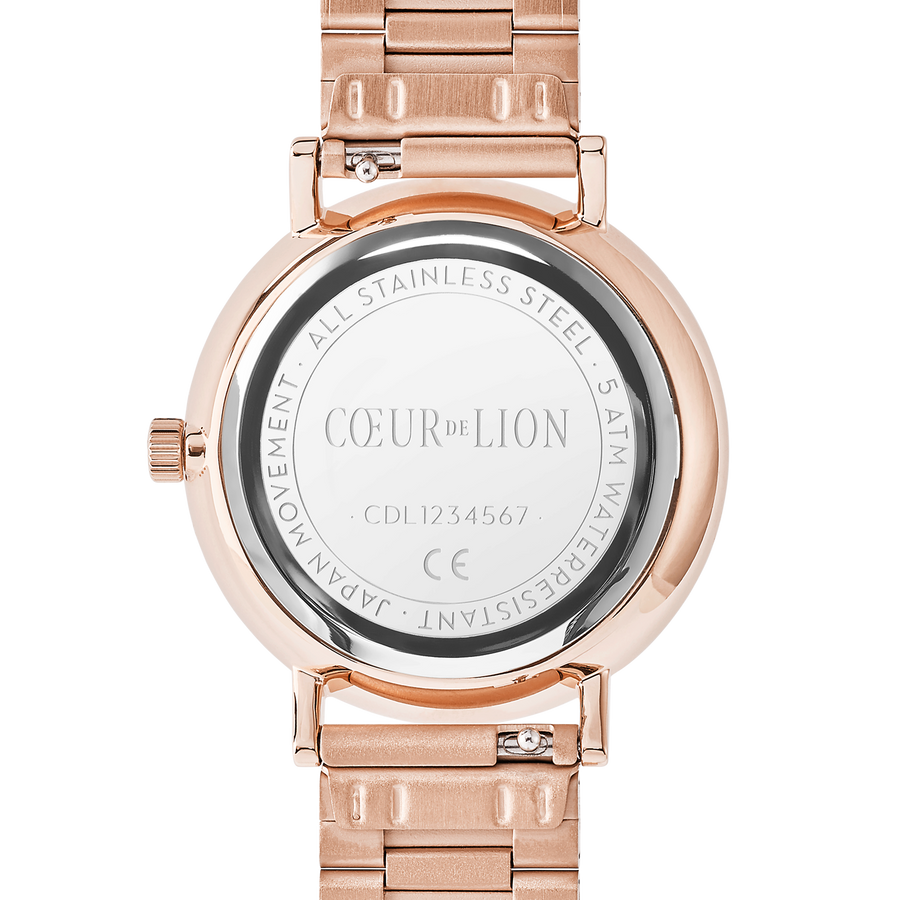 Watch Round Rose Gold Matt Monochrome Stainless Steel Rose Gold