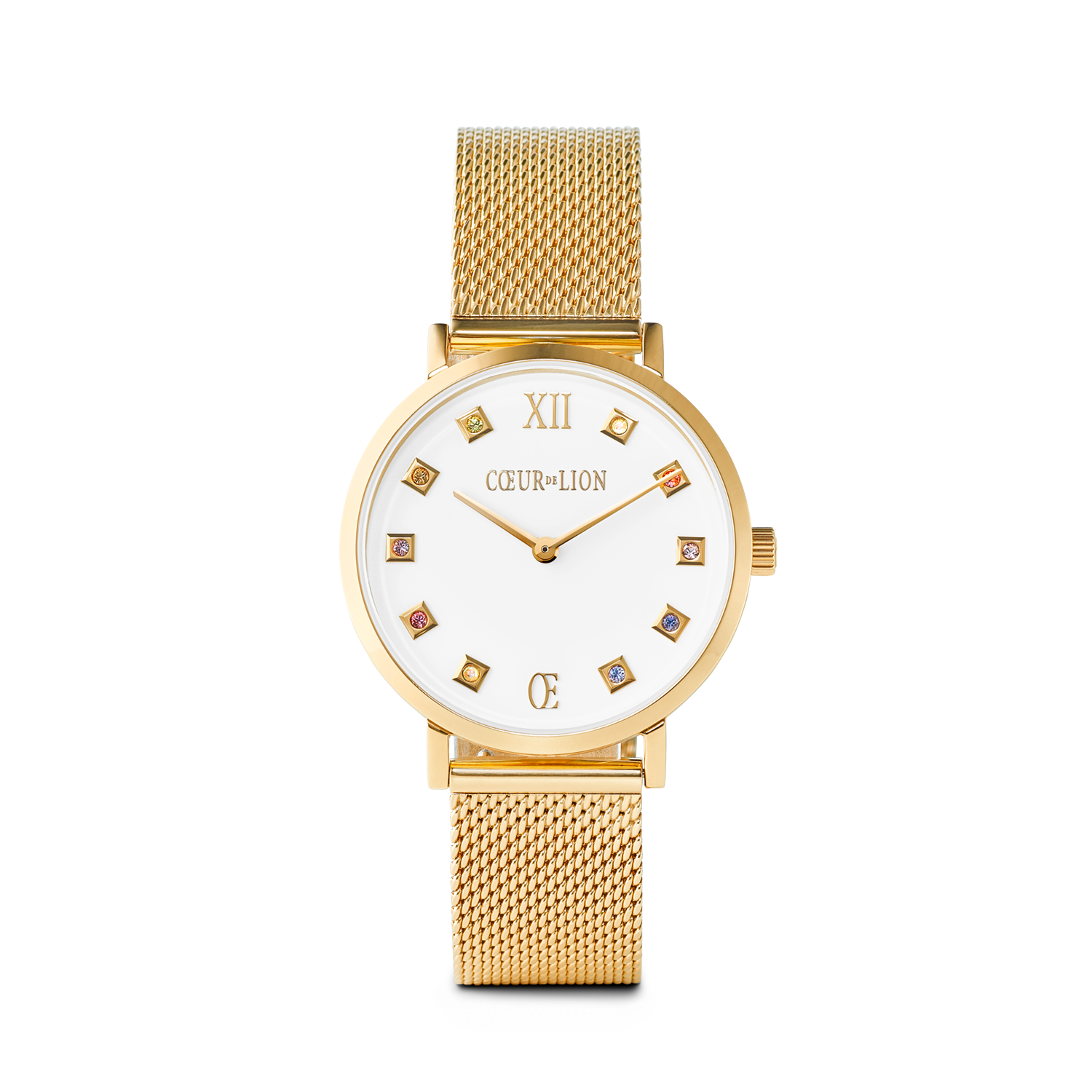 Gift Set Watch Round Brilliant White Milanese & Bracelet GeoCUBE® Multitask 4-in-1 gold-silver