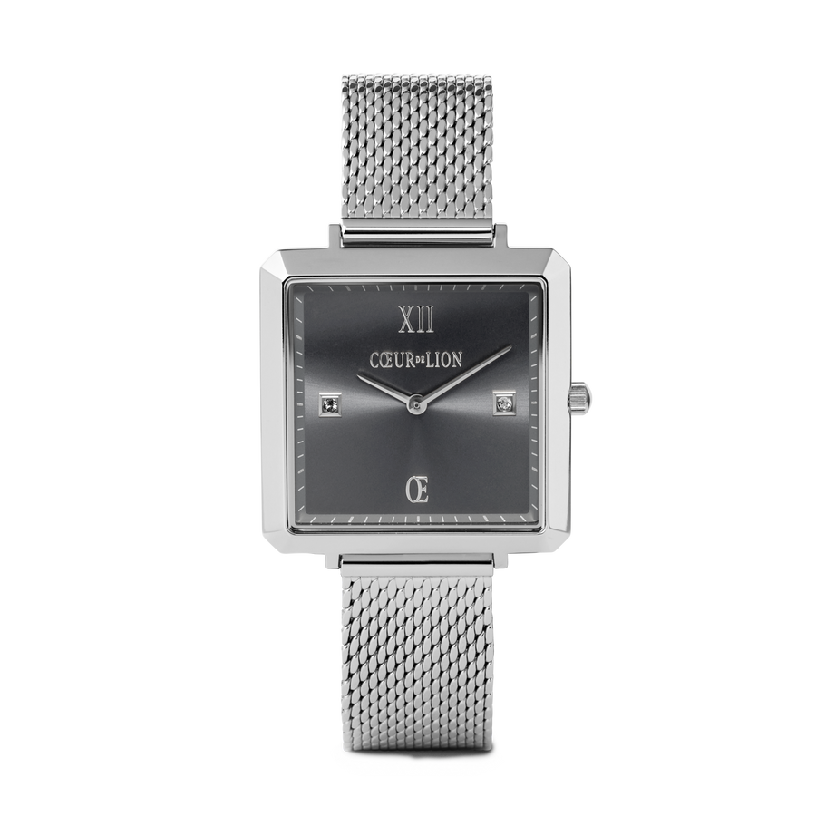 Watch Iconic Square Graphite Sunray Milanese Stainless Steel