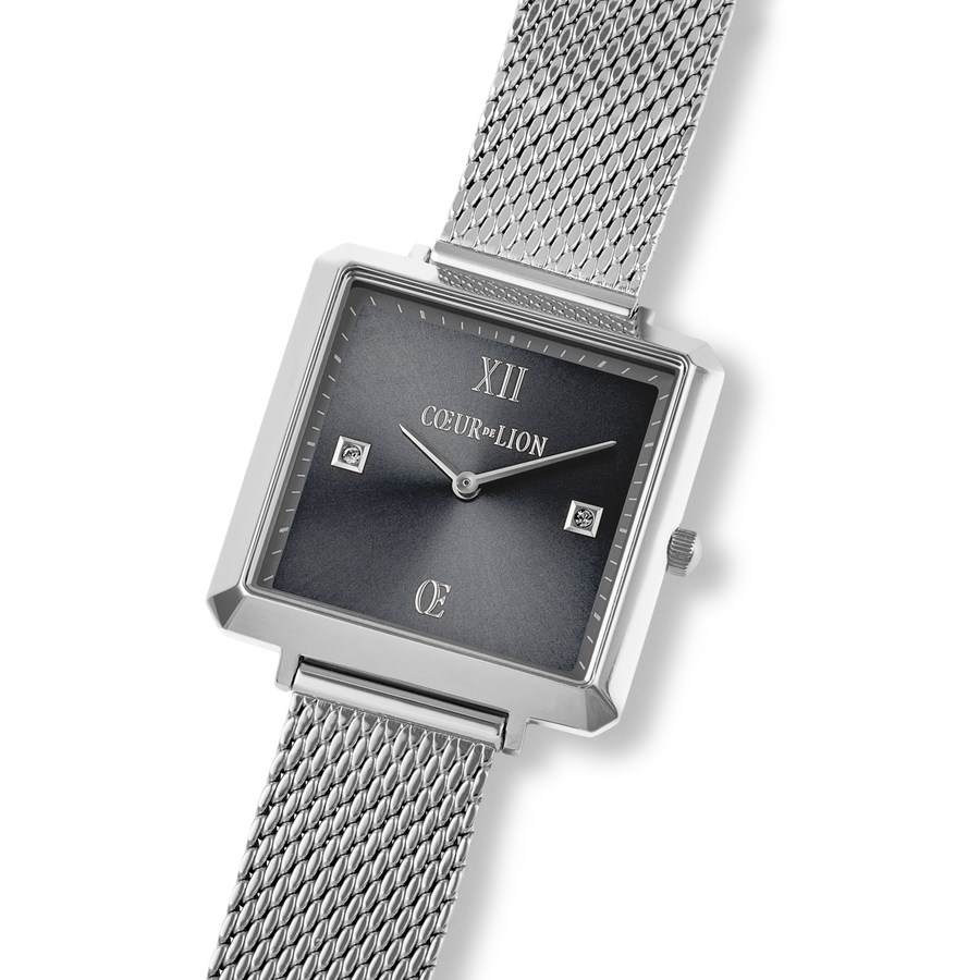 Watch Iconic Square Graphite Sunray Milanese Stainless Steel