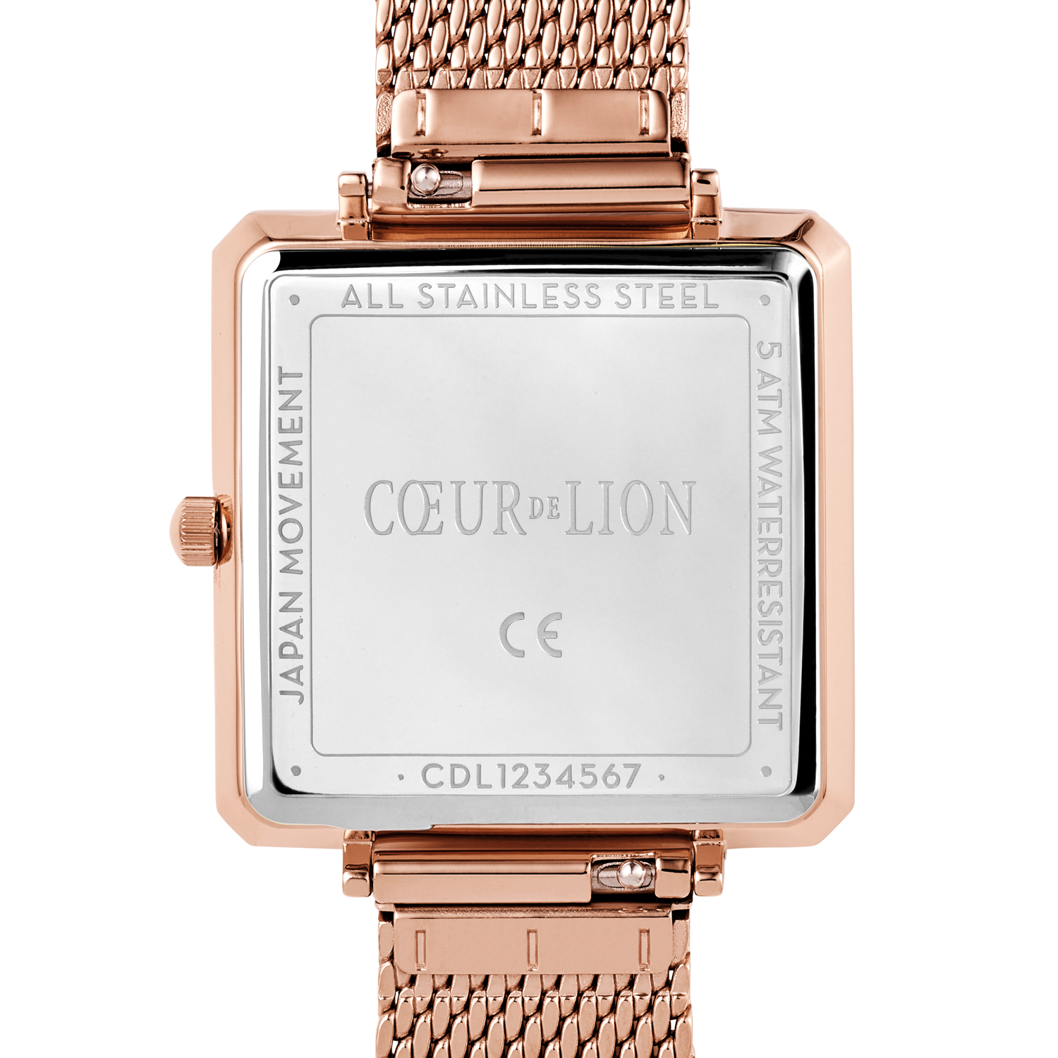 Watch Iconic Square Mocha Sunray Milanese Stainless Steel Rose Gold