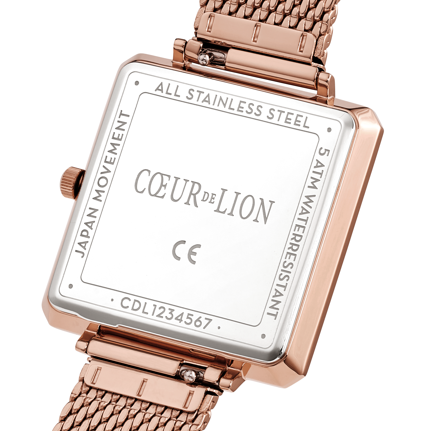 Watch Iconic Square Mocha Sunray Milanese Stainless Steel Rose Gold