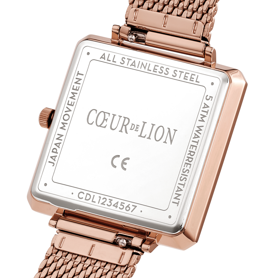 Watch Iconic Square Mocha Sunray Milanese Stainless Steel Rose Gold