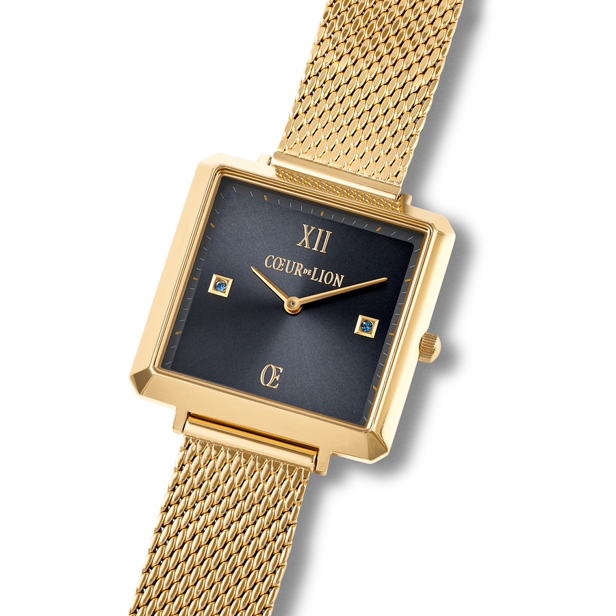 Watch IconicSquare Midnight Blue Sunray Milanese Stainless Steel Gold