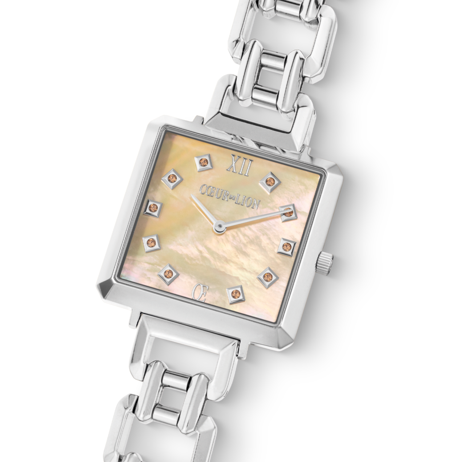 Iconic Cube Statement Watch Apricot Crush Silver