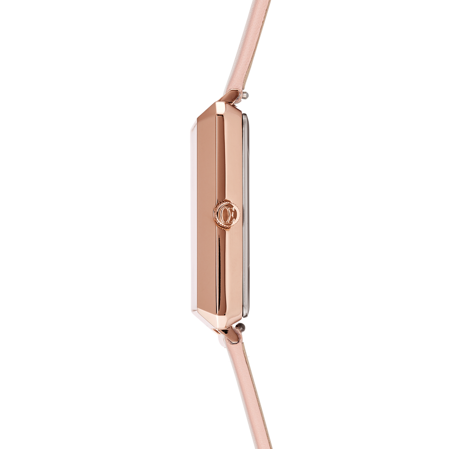 Watch Iconic Square Mother-of-Pearl Rose Gold Bracelet Leather Romantic Pink