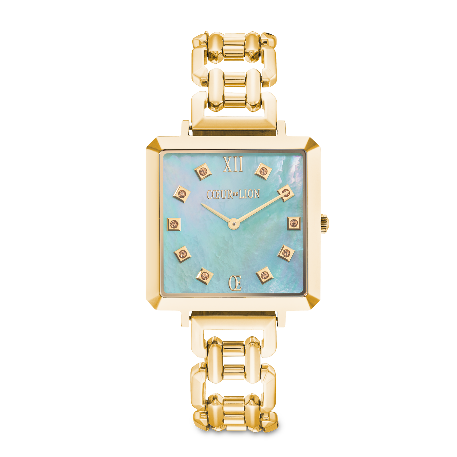 Gift Set Iconic Cube Watch Ocean Vibes Gold & GeoCUBE® Iconic Chain Bracelet Aqua-Apricot