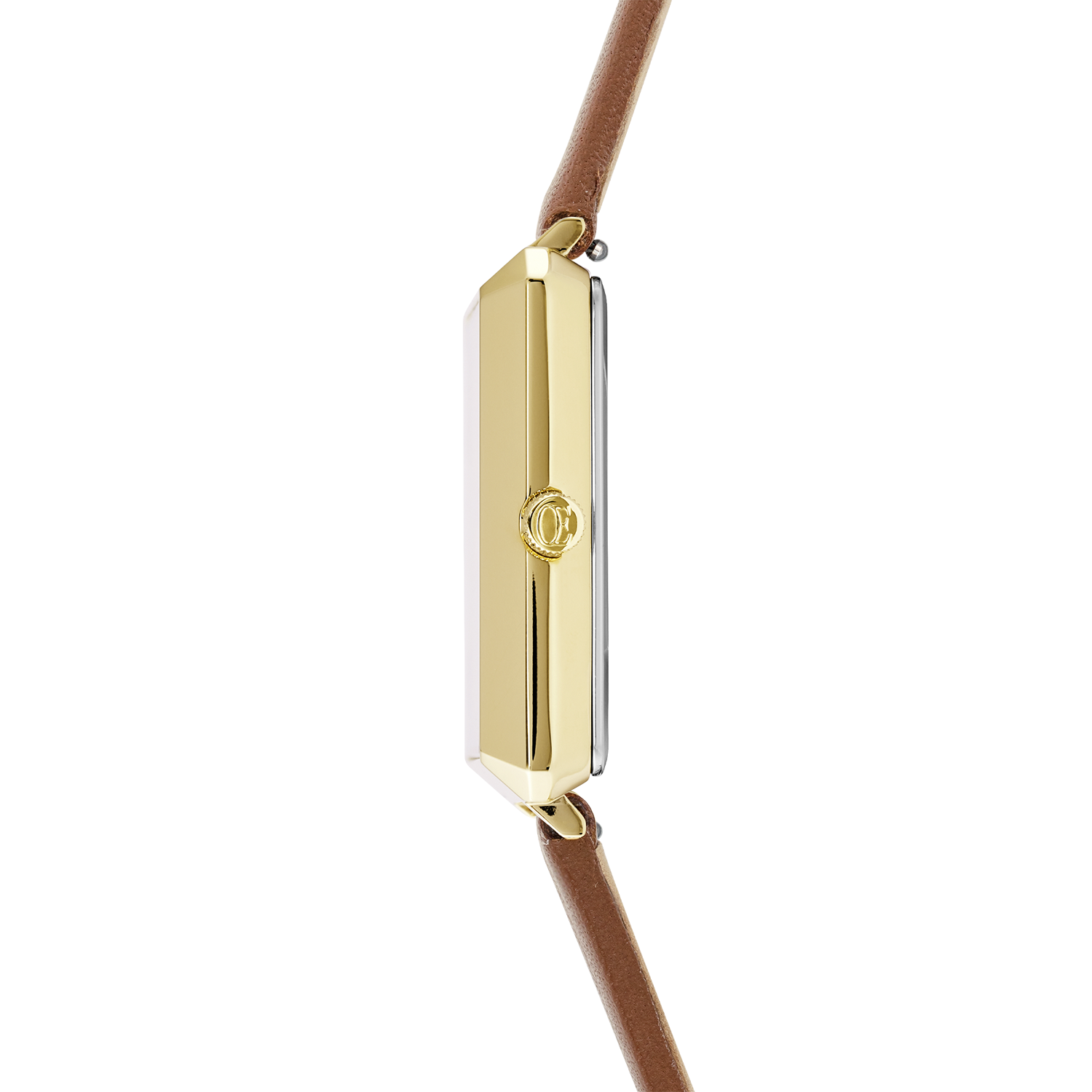 Watch Iconic Square Gold White Sunray Bracelet Leather Classy Brown