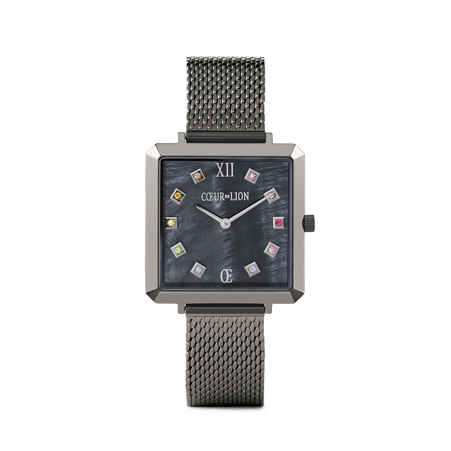 Watch Iconic Square Anthracite Mother-of-Pearl Milanese Stainless Steel Anthracite