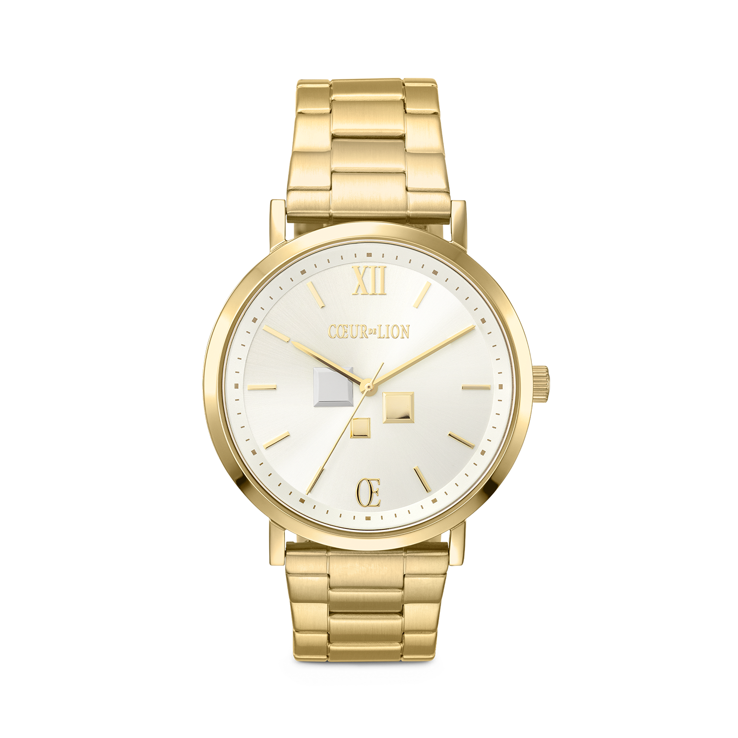 Watch Round Statement Unisex White Sunray Stainless Steel Frosted Gold