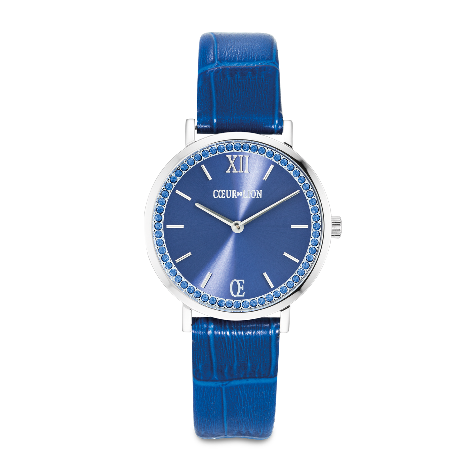 Gift Set Watch Round Sparkling Sunray Royal Blue & GeoCUBE® Iconic Lite Bracelet Blue