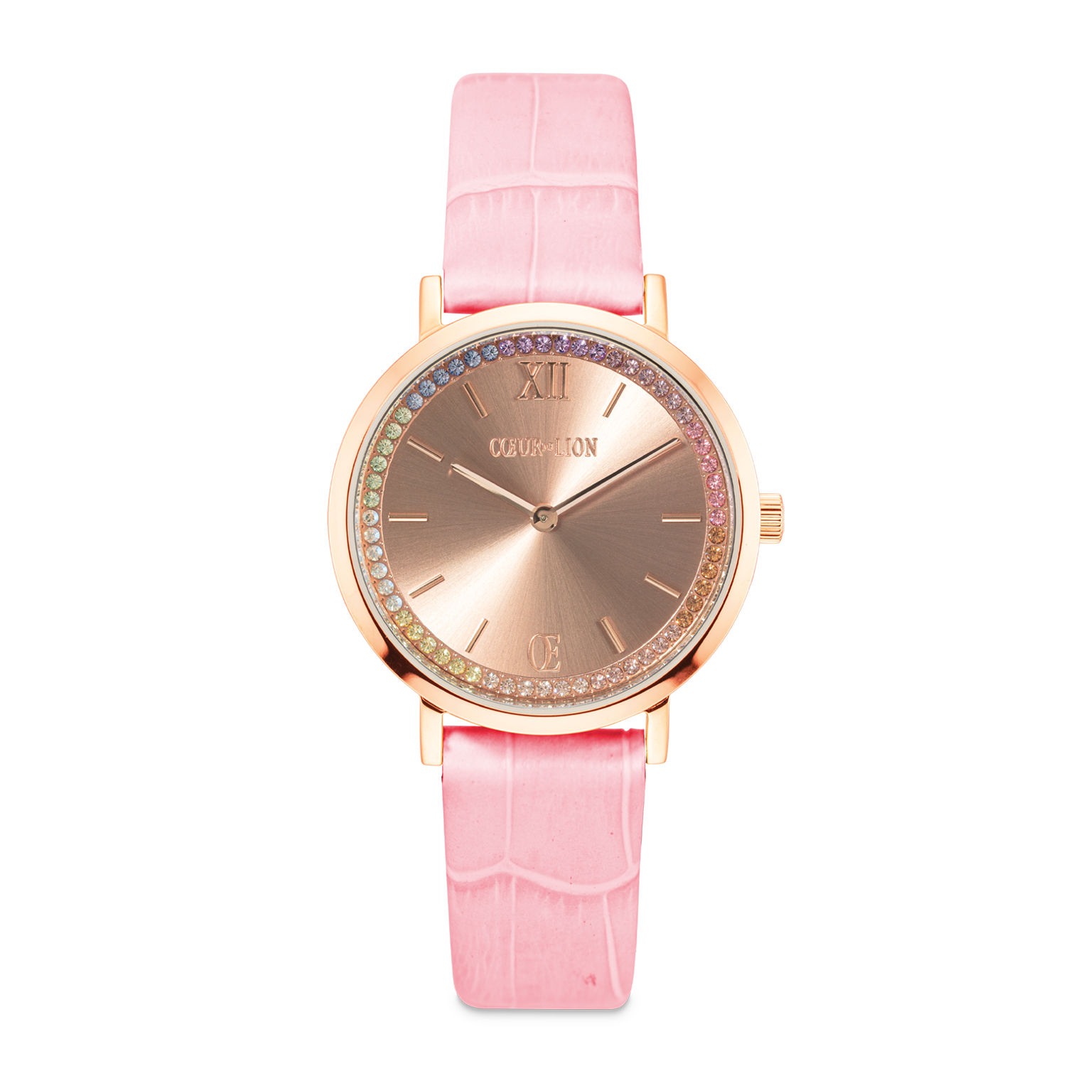 Gift Set Watch Round Pastel Lovers Pink & GeoCUBE® Iconic Bracelet Aqua-Apricot