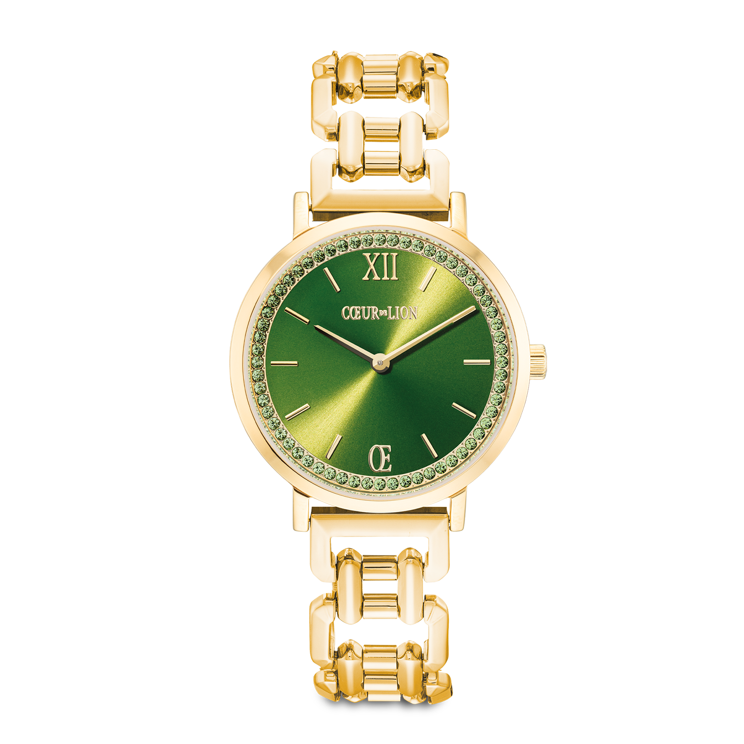 Watch Round Sparkling Fabulous Green Statement Gold