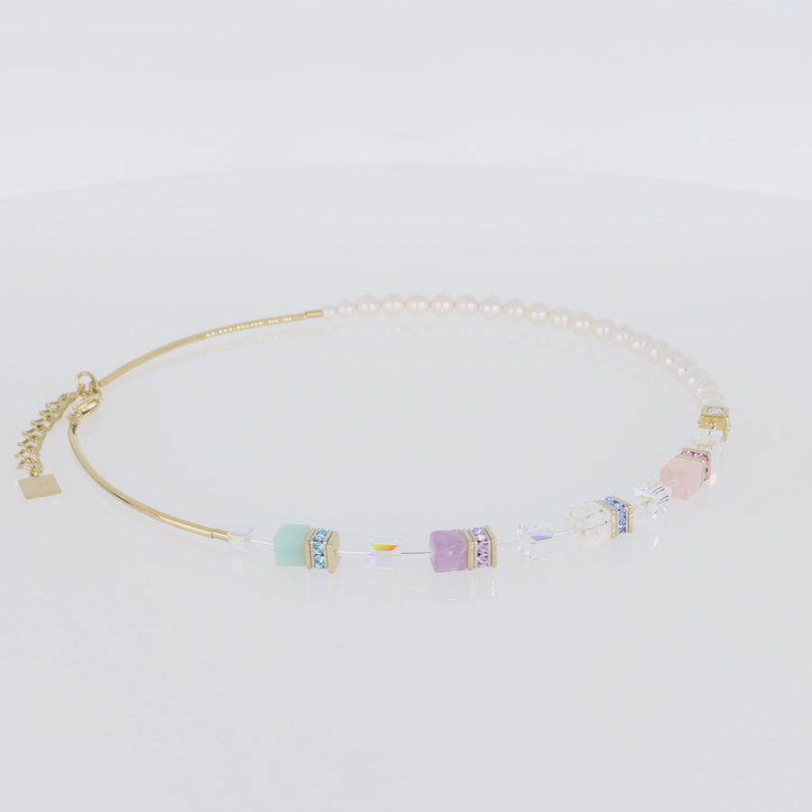 GeoCUBE® Precious Fusion Pearls necklace multicolour pastel