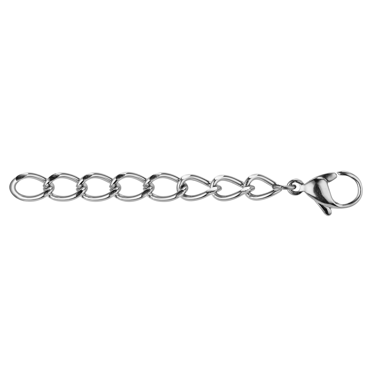Extension chain with clasp stainless steel silver