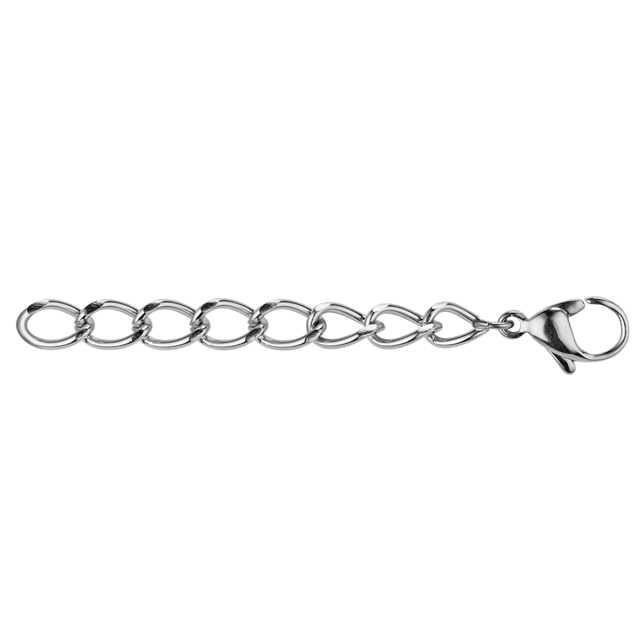 Extension chain with clasp stainless steel silver