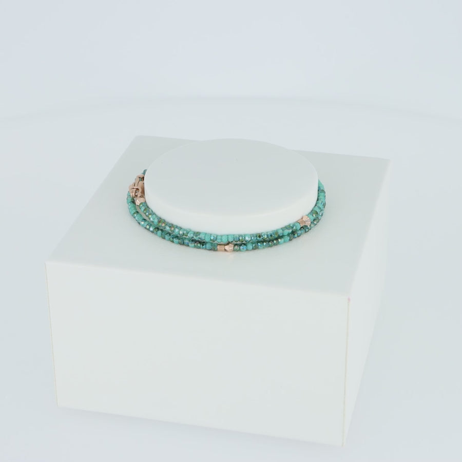 Bracelet small crystal rose gold & petrol