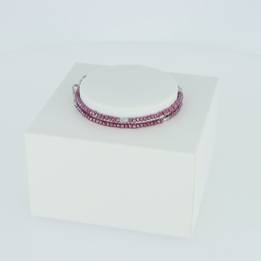 Sparkling Dot Delicate bracelet rose silver & red