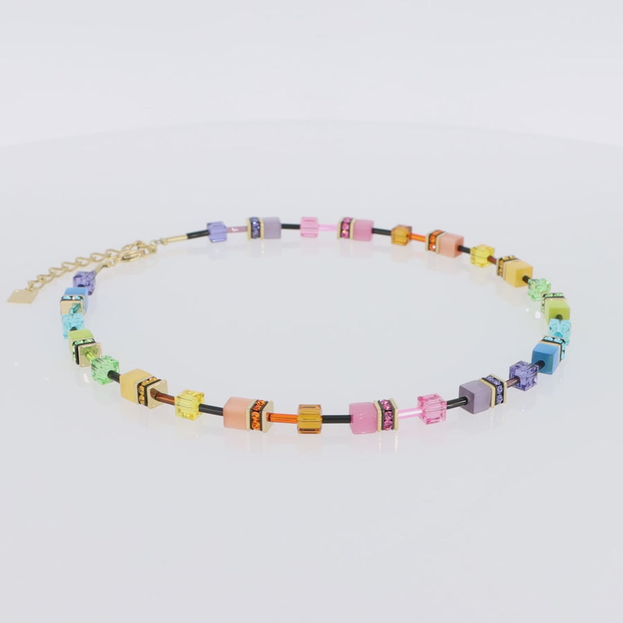 GeoCUBE® Necklace multicolour rainbow gold