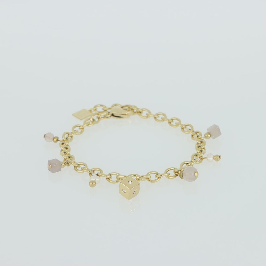 Boho bracelet freshwater pearls gold & white